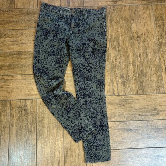 Pilcro & the Letterpress Anthropologie Green Black Floral Corduroy Jeans Size 30 - Picture 12 of 12